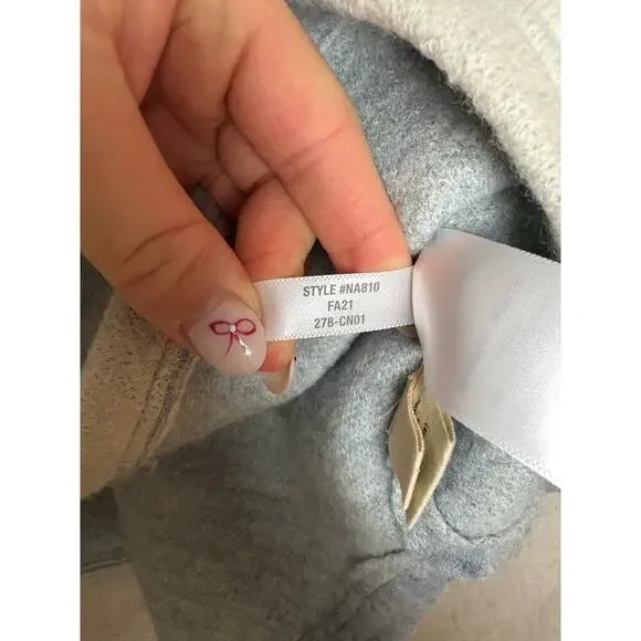 Madewell Boiled Wool Half Zip Popover Sweater Buffalo Check Heather Cream Sz.L - Picture 11 of 12